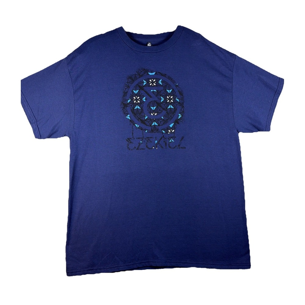 Ezekiel Mens XL Navy Blue T-Shirt Geometric Mandala Graphic Made in USA Cotton